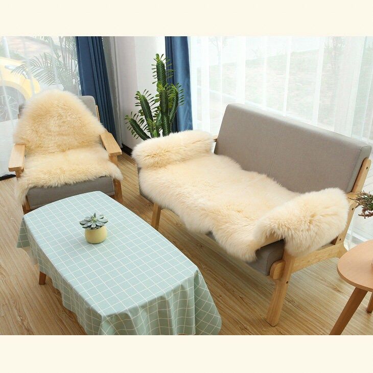 Natural Premium New Zealand Sheepskin Rug & Throw, Double, W55 x L180 cm, Ivory